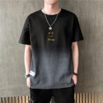 Short-Sleeved T-Shirt Men's Summer Trendy Brand Gradient Smiley Summer Half-Sleeved Versatile T-Shirt Men's Thin Summer Clothing